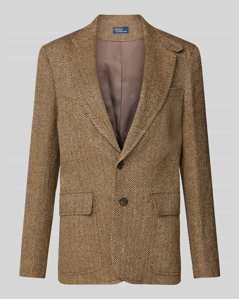 Ralph Lauren Regular Fit Blazer aus Leinen-Seide-Mix mit Woll-Anteil Modell 'HERITAGE Camel