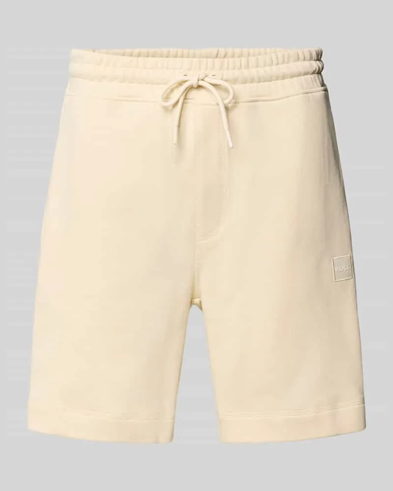 HUGO BOSS Regular Fit Sweatshorts aus reiner Baumwolle Ecru