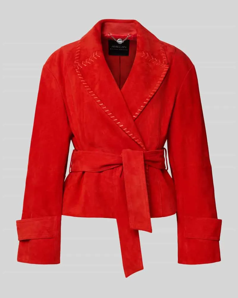 Marc Cain Lederjacke mit Bindegürtel Rot