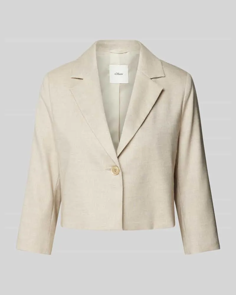 S.Oliver Cropped Blazer mit Leinen-Anteil in Melange-Optik Beige