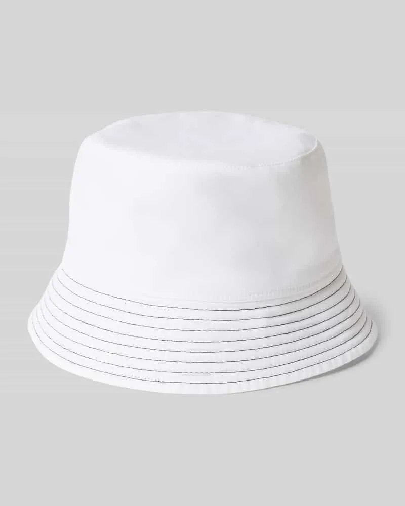 Marc Cain Bucket Hat mit schmaler Krempe und Ziernaht Weiss