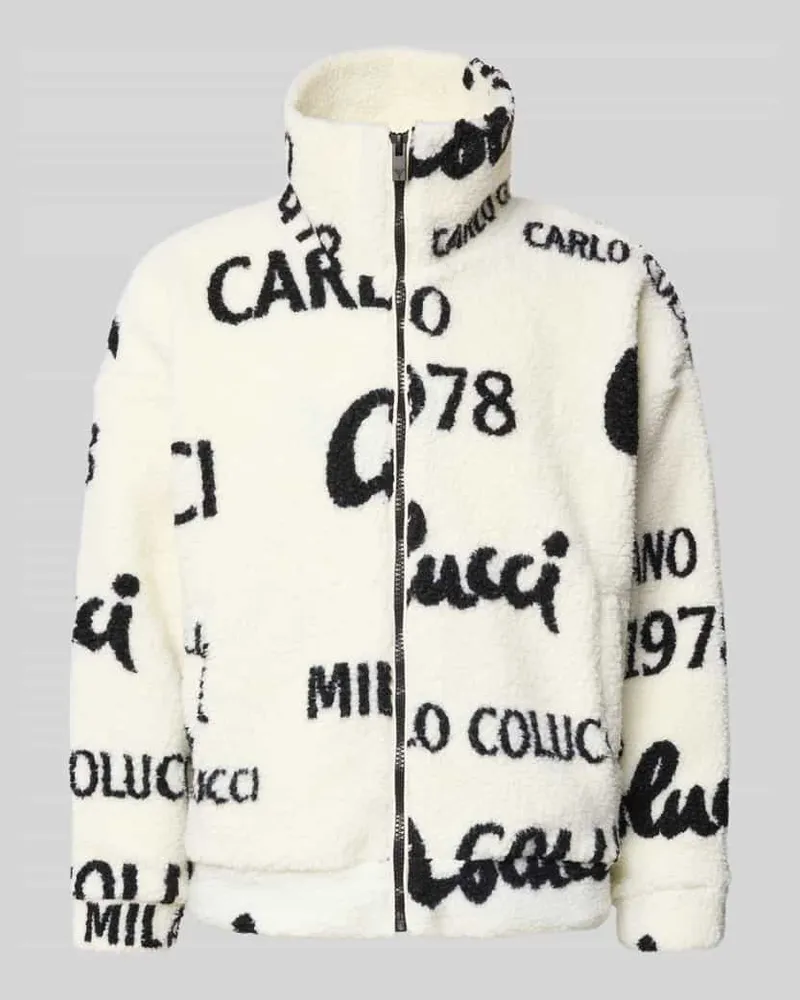 Carlo Colucci Oversized Fleecejacke mit Reißverschluss Offwhite