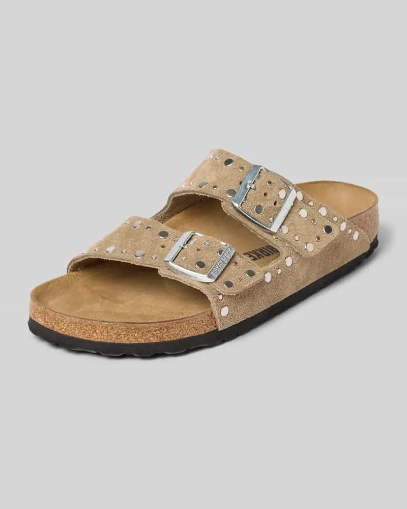 Birkenstock Sandalette aus Leder mit Nieten Modell 'Arizona Rivet Taupe