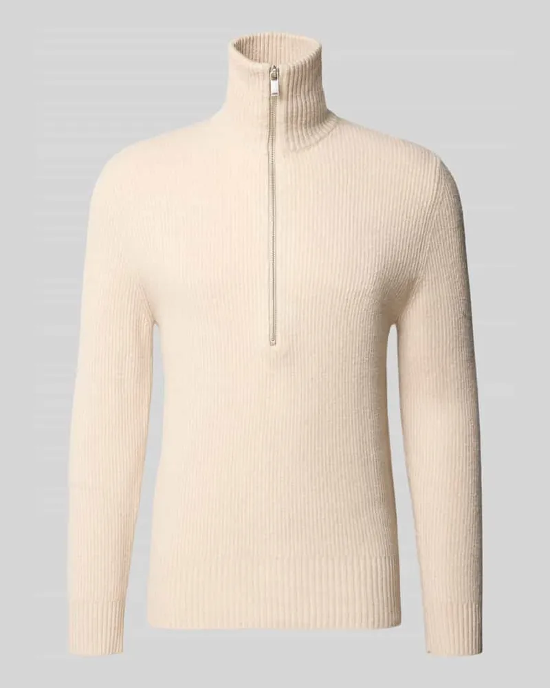 Drykorn Regular Fit Strickpullover aus elastischem Baumwoll-Mix Sand