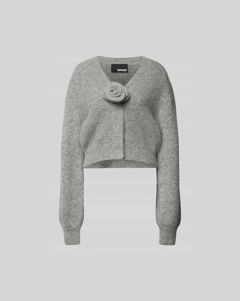 ROTATE Birger Christensen Strickjacke mit Zierbesatz Mittelgrau