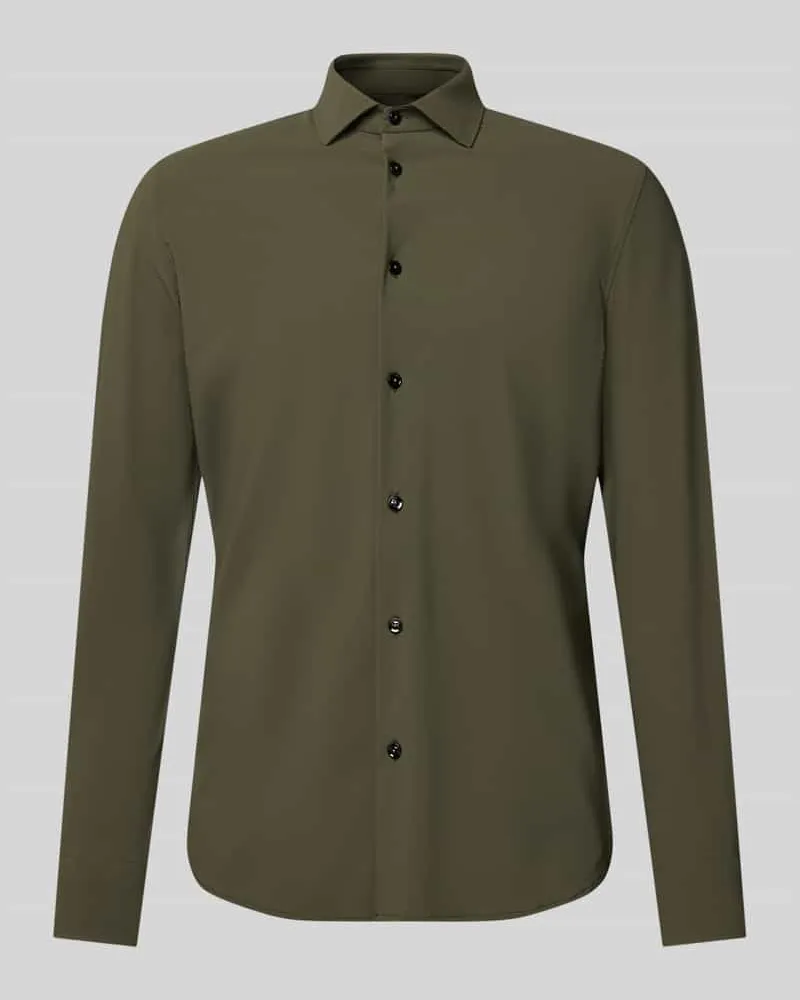 CRUNA Slim Fit Business-Hemd mit Knopfleiste Oliv