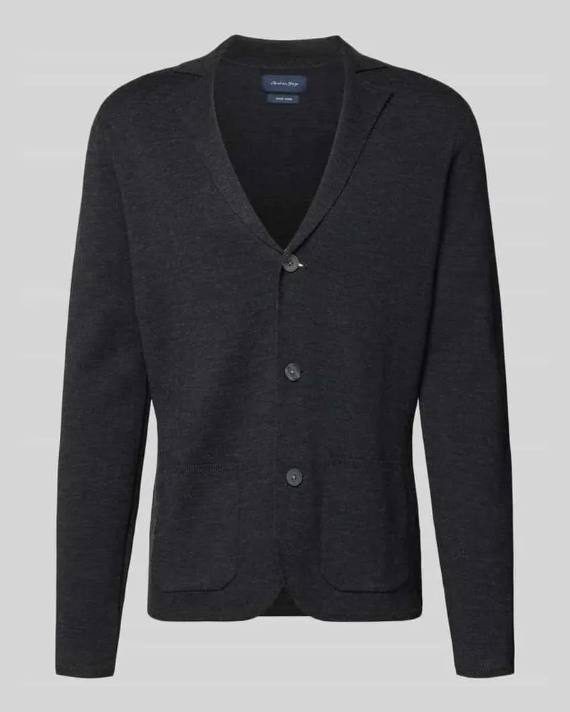 Christian Berg Strickjacke aus Woll-Mix mit Reverskragen Anthrazit