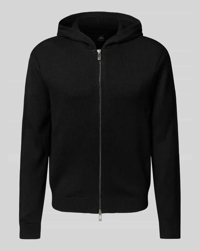 Armani Exchange Strickjacke mit Kapuze Black