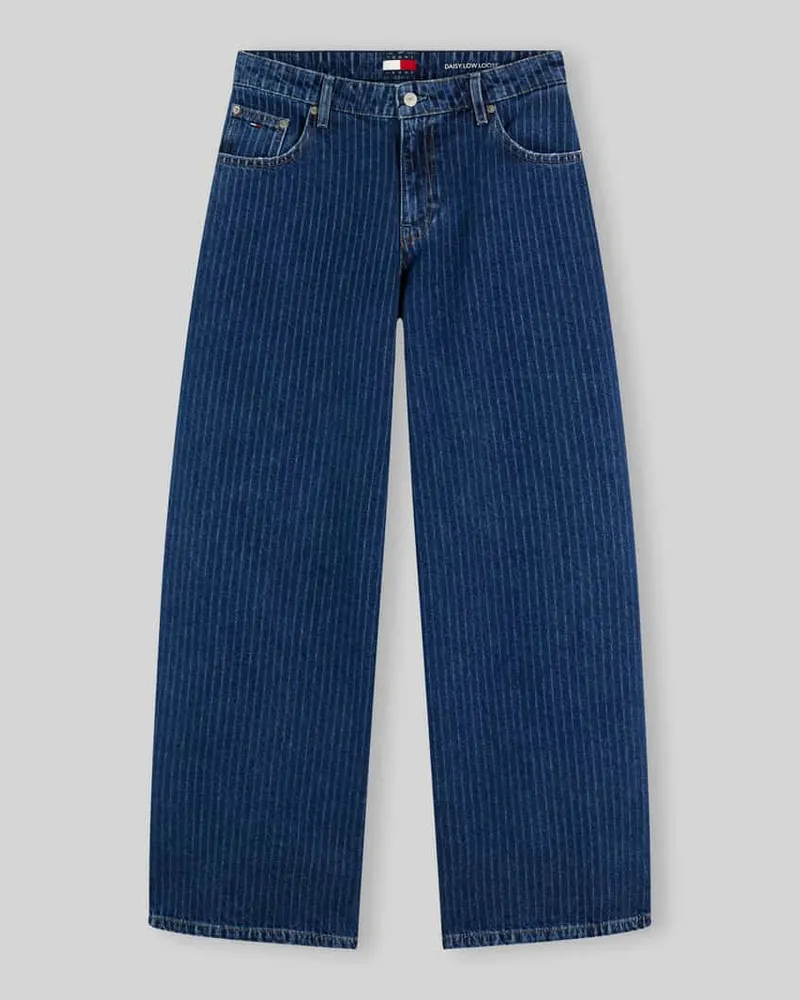 Tommy Hilfiger Wide Leg Jeans aus reiner Baumwolle mit Nadelstreifen Dunkelblau