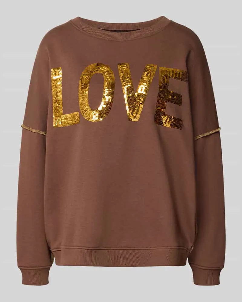 Miss Goodlife Oversized Sweatshirt aus reiner Baumwolle Modell 'LOVE Mittelbraun