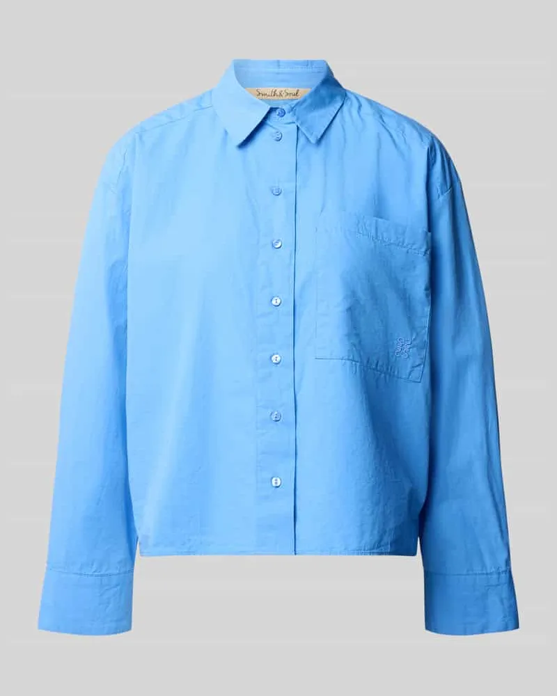 Smith & Soul Relaxed Fit Bluse aus reiner Baumwolle mit Brusttasche Royal