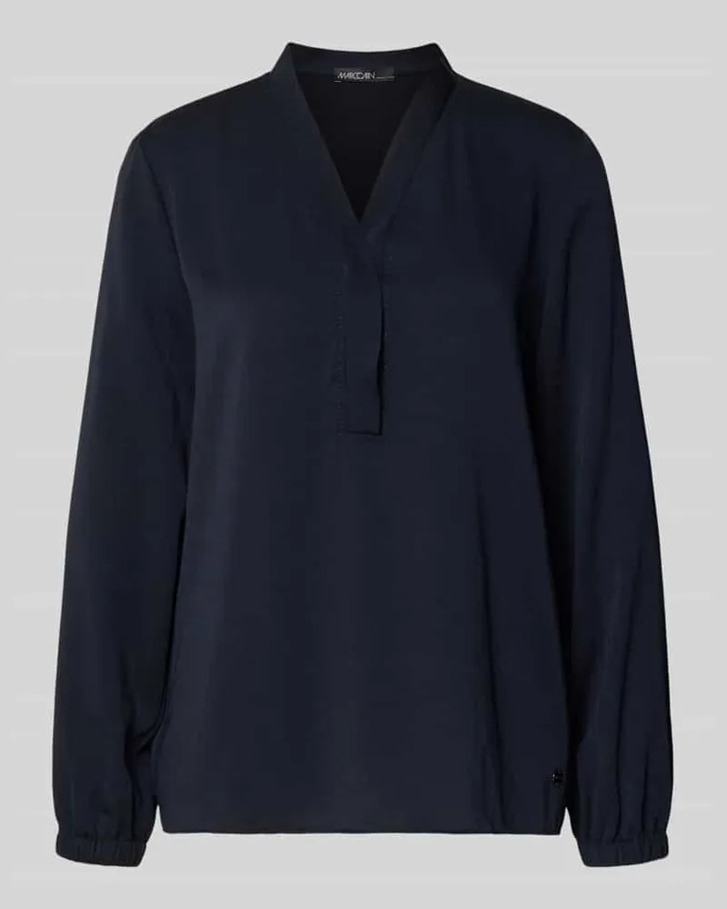 Marc Cain Bluse mit V-Ausschnitt und Label-Detail Marine