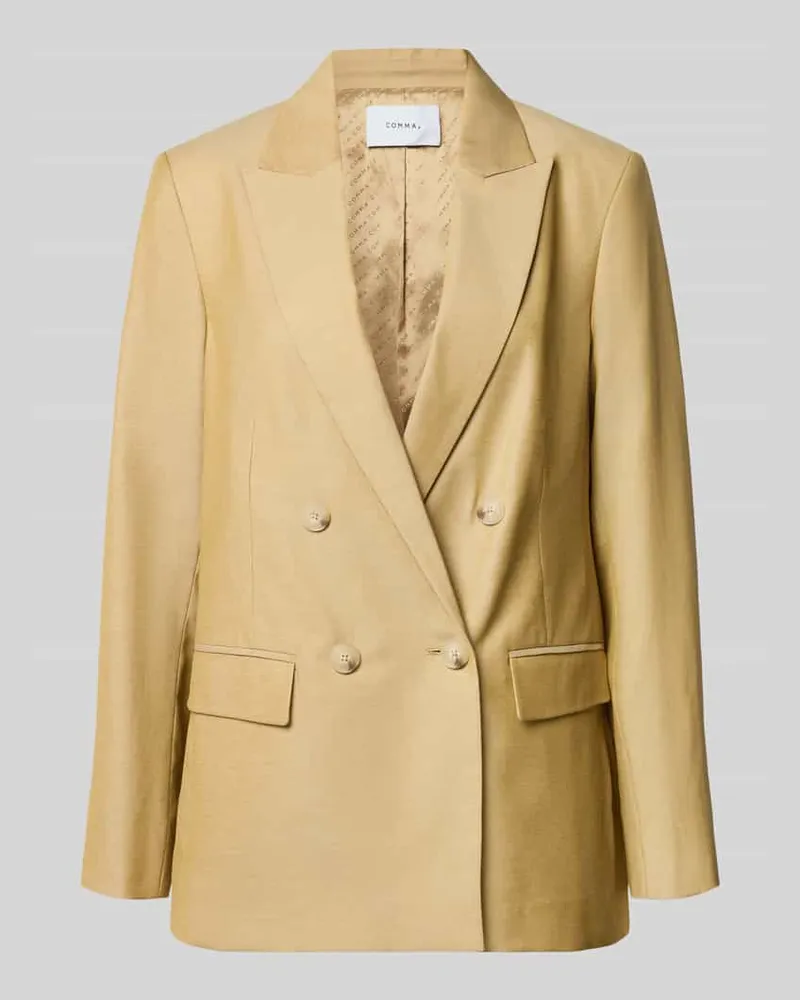 COMMA Blazer mit Leinen-Anteil und Pattentaschen Beige