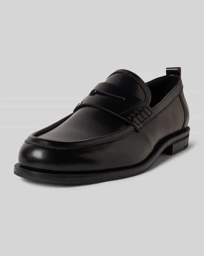 HUGO BOSS Loafer aus Leder mit Pennyloafer-Bündchen Modell 'VARIAN Black