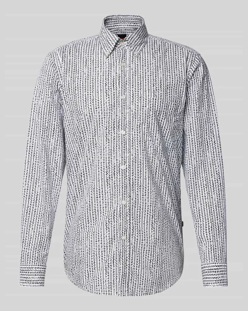 HUGO BOSS Regular Fit Freizeithemd mit Button-Down-Kragen Modell 'RICKERT Weiss