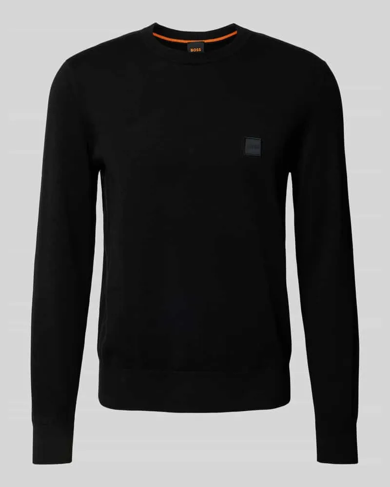 HUGO BOSS Strickpullover aus Baumwoll-Kaschmir-Mix Modell 'Kanovano Black