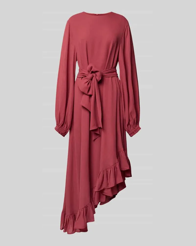 Essentiel Figurumspielendes Maxikleid mit asymmetrischem Rüschensaum Modell 'IFLOWER Altrosa