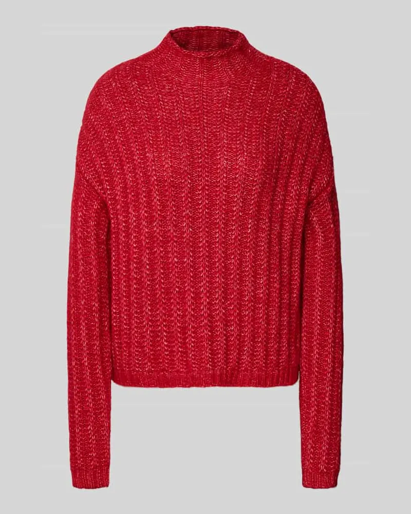 HUGO BOSS Relaxed Fit Strickpullover aus Baumwoll-Mix mit Woll-Anteil Modell 'SAFINEYNY Rot