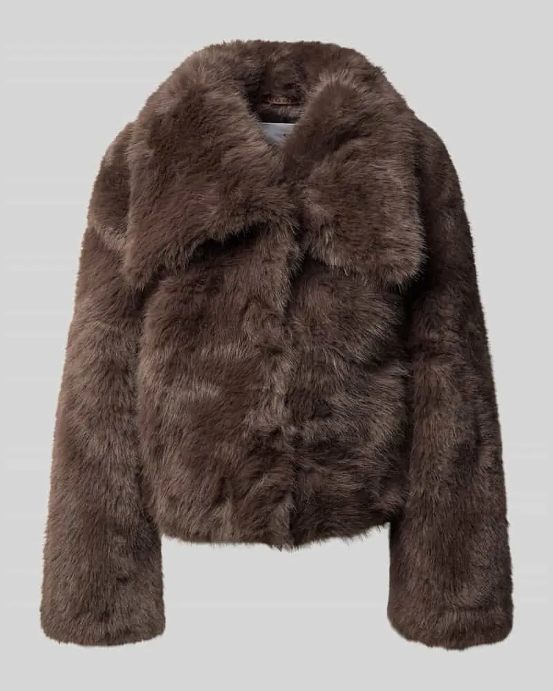 COMMA Jacke aus Kunstfell mit Umlegekragen Dunkelbraun