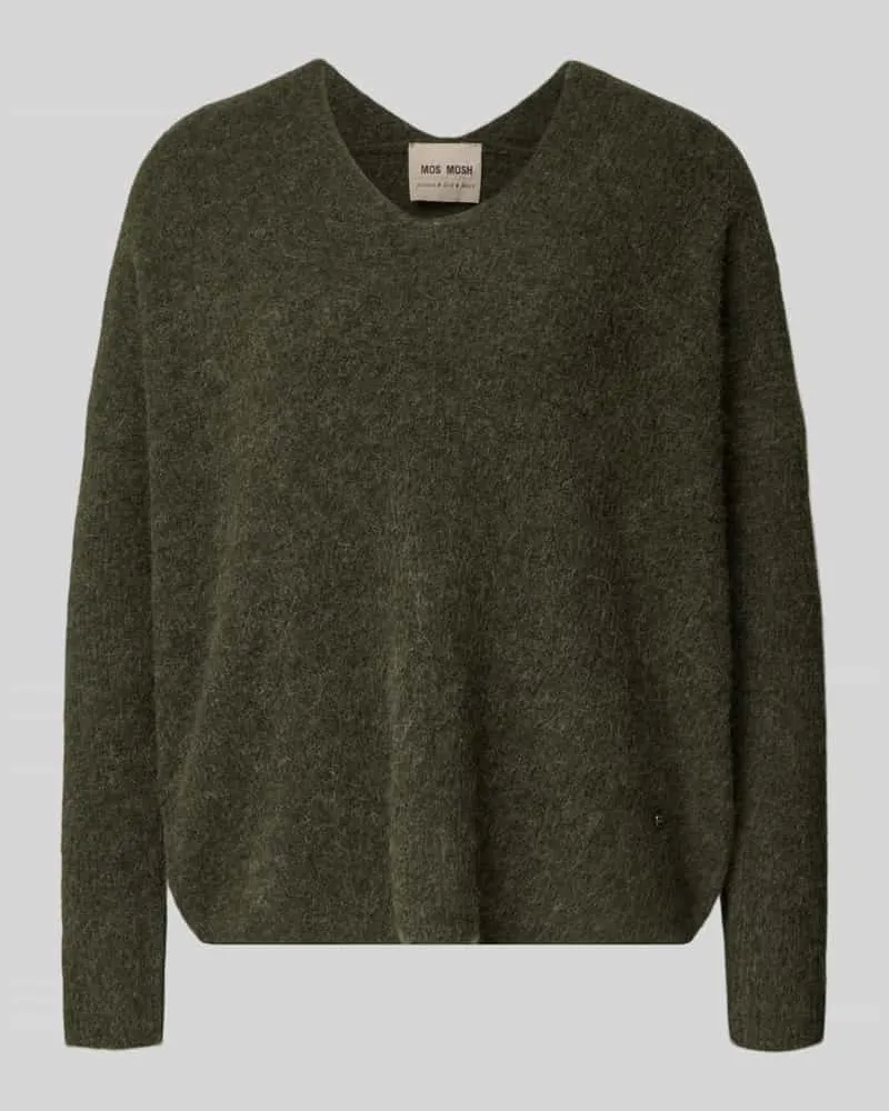 Mos Mosh Oversized Strickpullover mit gerippten Abschlüssen Modell 'THORA Oliv