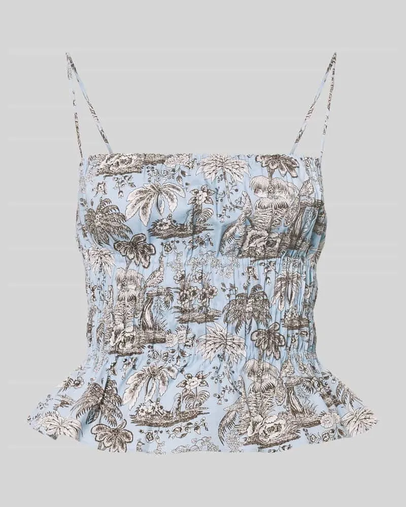 STAUD Slim Fit Top mit floralem Allover-Print Modell 'Ayla Hellblau