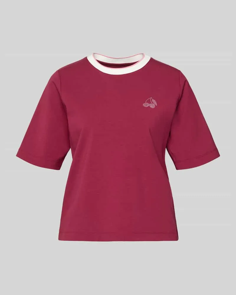 Marc Cain Regular Fit T-Shirt mit Strasssteinbesatz Kirsche