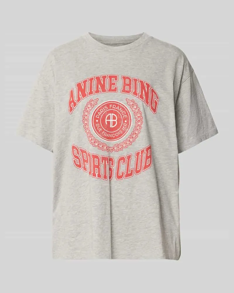 Anine Bing Relaxed Fit T-Shirt aus reiner Baumwolle Hellgrau