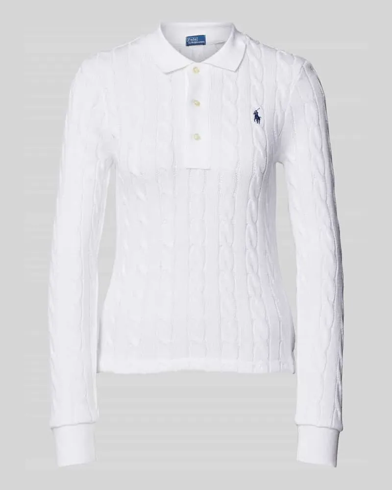 Ralph Lauren Strickpullover mit Polokragen Weiss