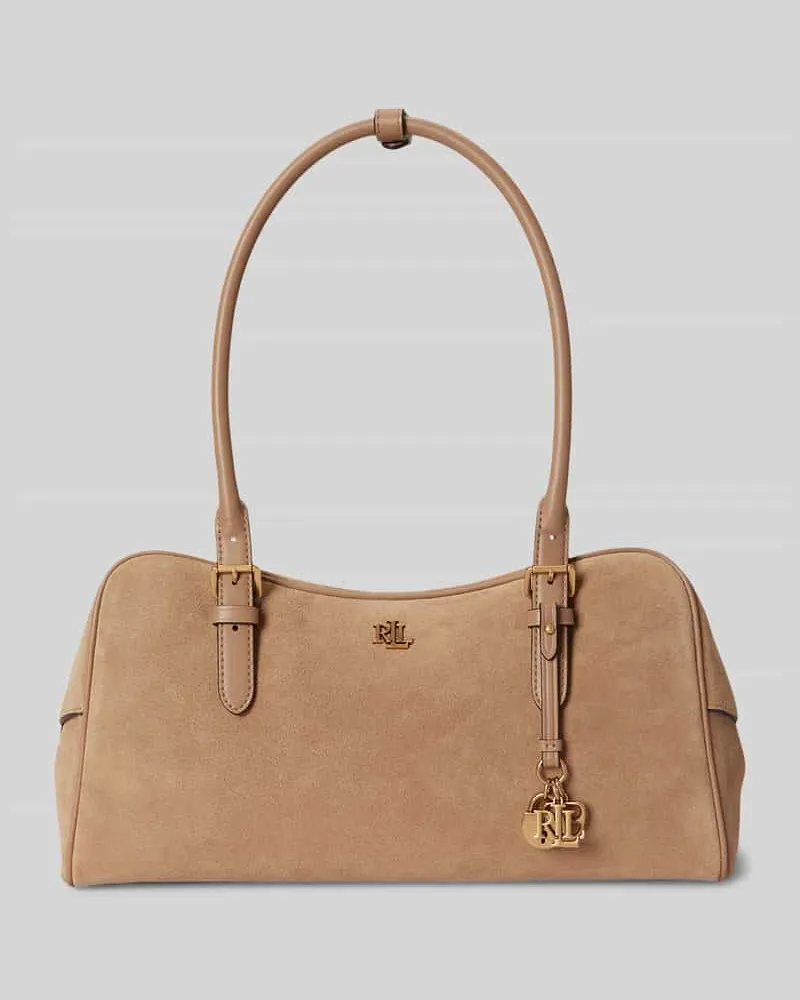 Ralph Lauren Henkeltasche aus echtem Veloursleder Beige