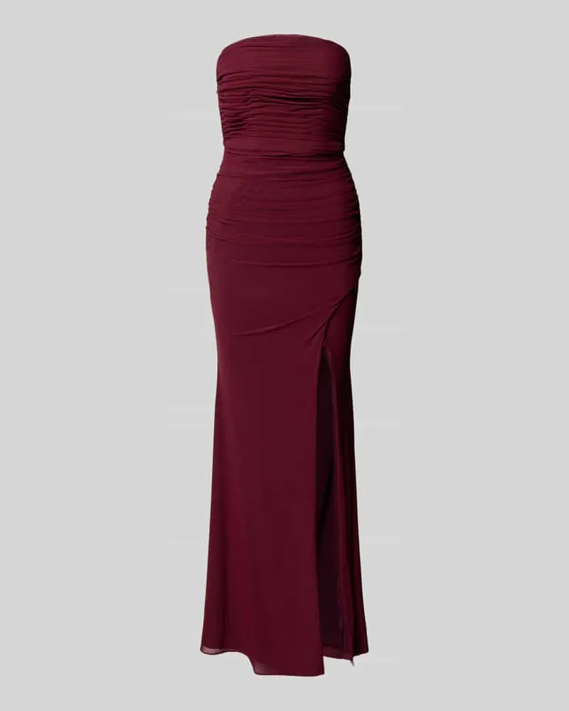 LUXUAR Abendkleid mit rückseitiger Schnürung und Raffungen Bordeaux