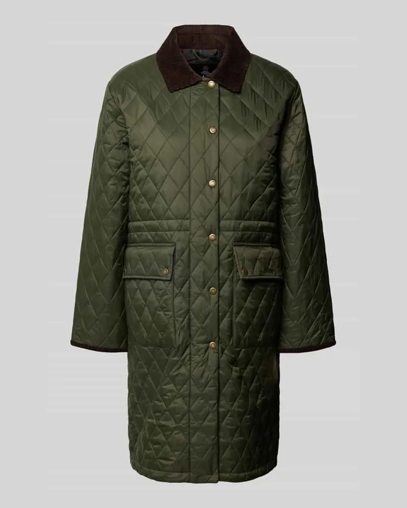Barbour Regular Fit Steppmantel mit Druckknöpfen Oliv