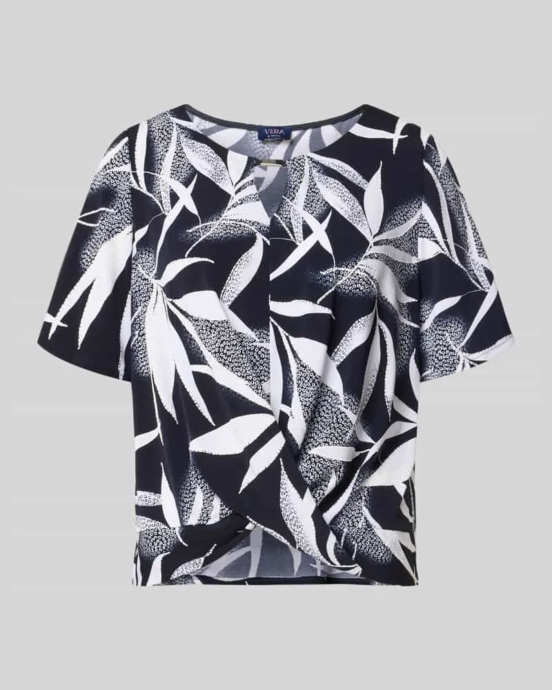 Vera Mont Regular Fit Blusentop mit Allover-Muster Marine