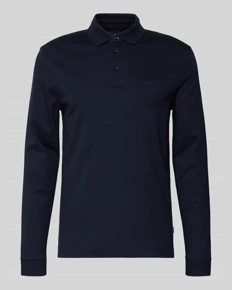 HUGO BOSS Poloshirt mit Label-Schriftzug Dunkelblau