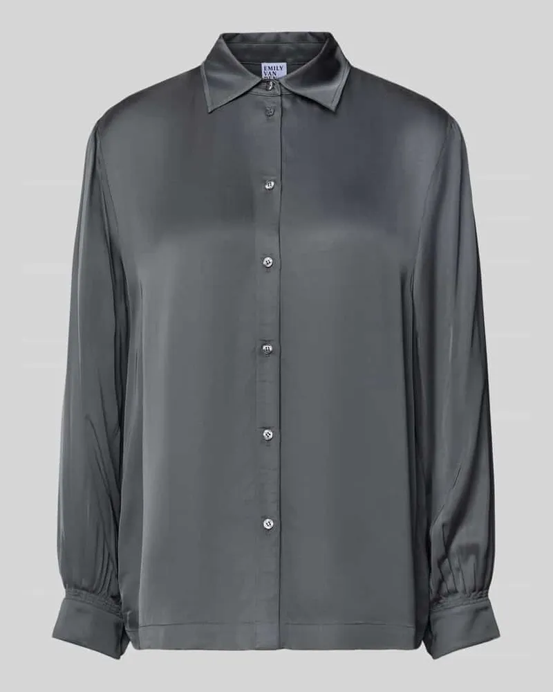 Emily van den Bergh Regular Fit Bluse aus Viskose mit Knopfleiste Mittelgrau