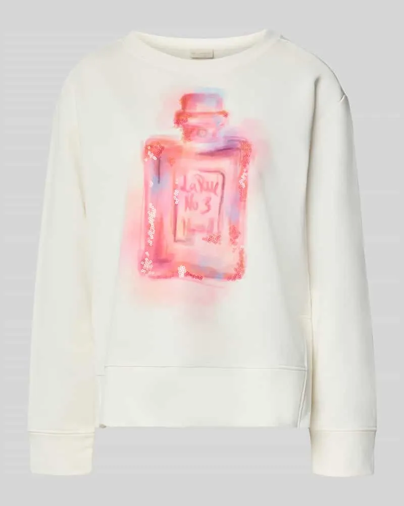 Milano Italy Sweatshirt mit Motiv-Print und Pailletten Offwhite