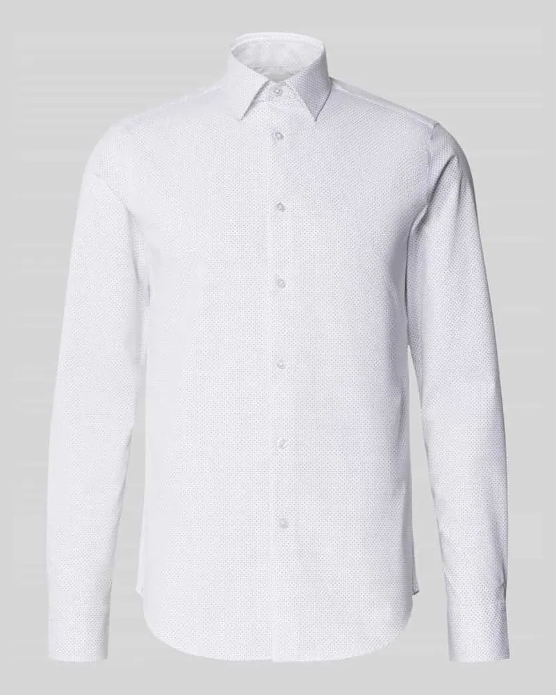 Calvin Klein Slim Fit Business-Hemd mit Kentkragen Weiss