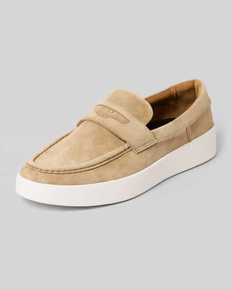 HUGO BOSS Loafer aus echtem Veloursleder Modell 'LYDE_MOCC_SD Beige