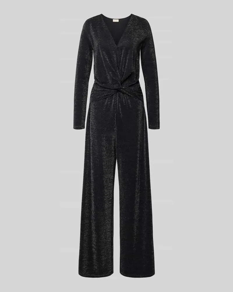 Milano Italy Schimmernder Jumpsuit mit Knotendetail Black