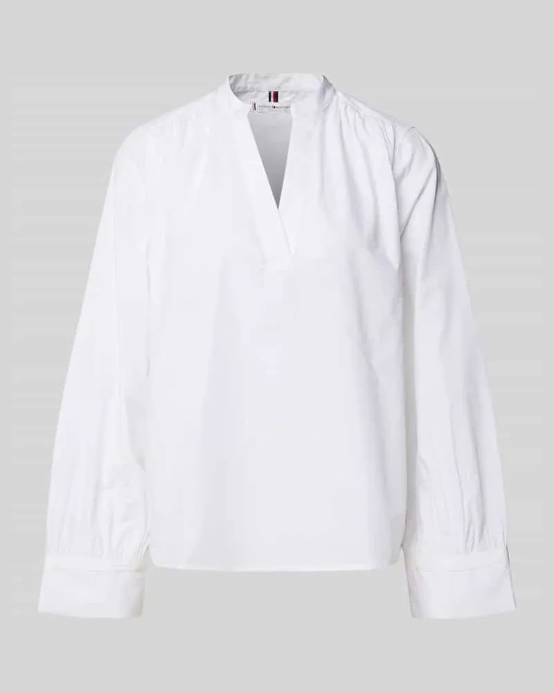 Tommy Hilfiger Regular Fit Langarmbluse aus reiner Baumwolle Weiss