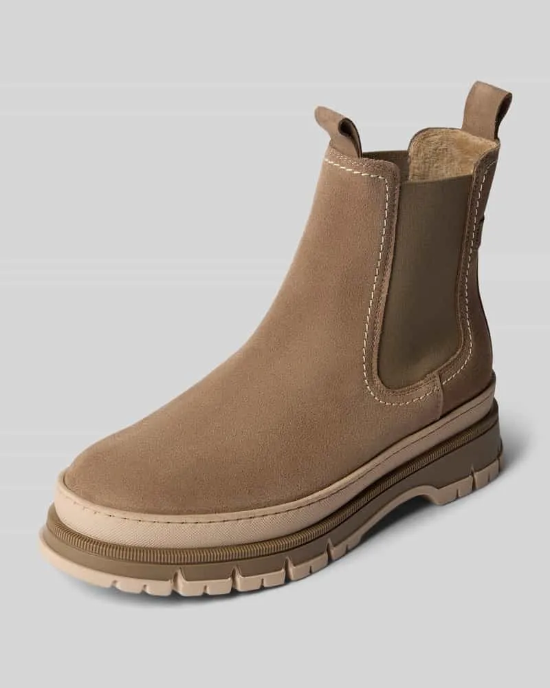 Tamaris Chelsea Boots aus echtem Rindsleder Taupe