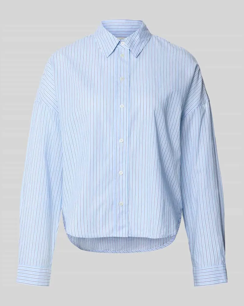 Marc O'Polo Relaxed Fit Hemdbluse aus reiner Baumwolle Bleu