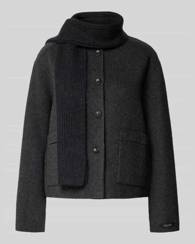 Mos Mosh Wolljacke mit Schal Modell 'Maria Loisa Dunkelgrau