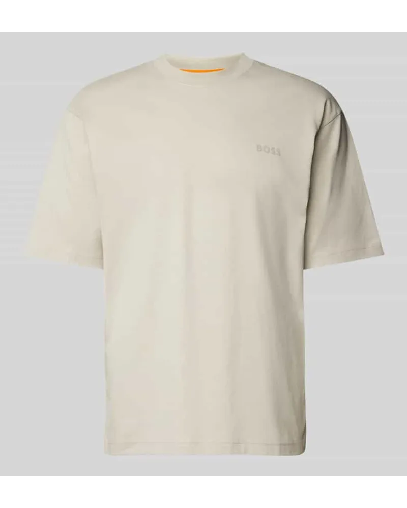 HUGO BOSS Relaxed Fit T-Shirt mit Label-Print Beige