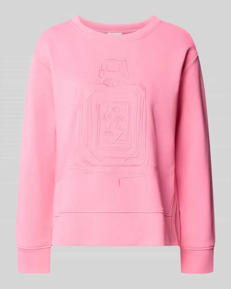 Milano Italy Sweatshirt mit Motiv-Stitching und Rundhalsausschnitt Pink