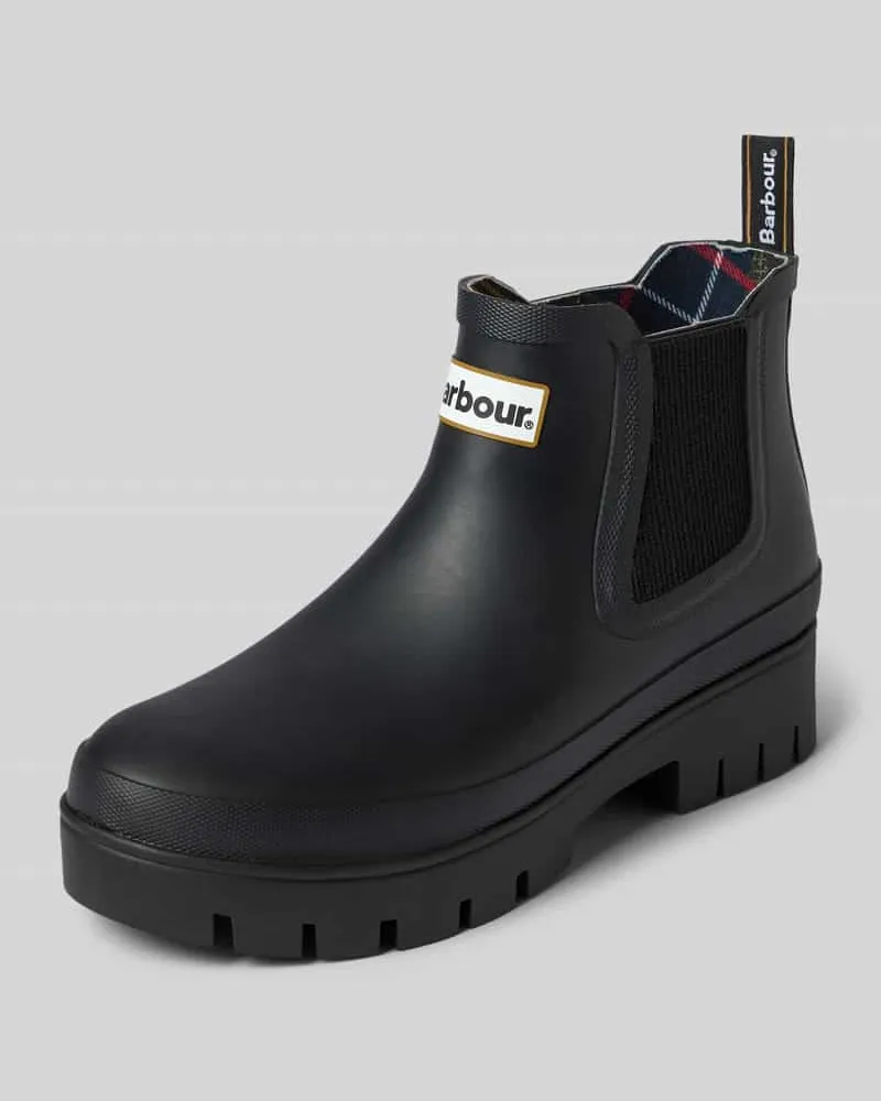 Barbour Boots mit Label-Patch Modell 'Halton Chelsea Welly Black