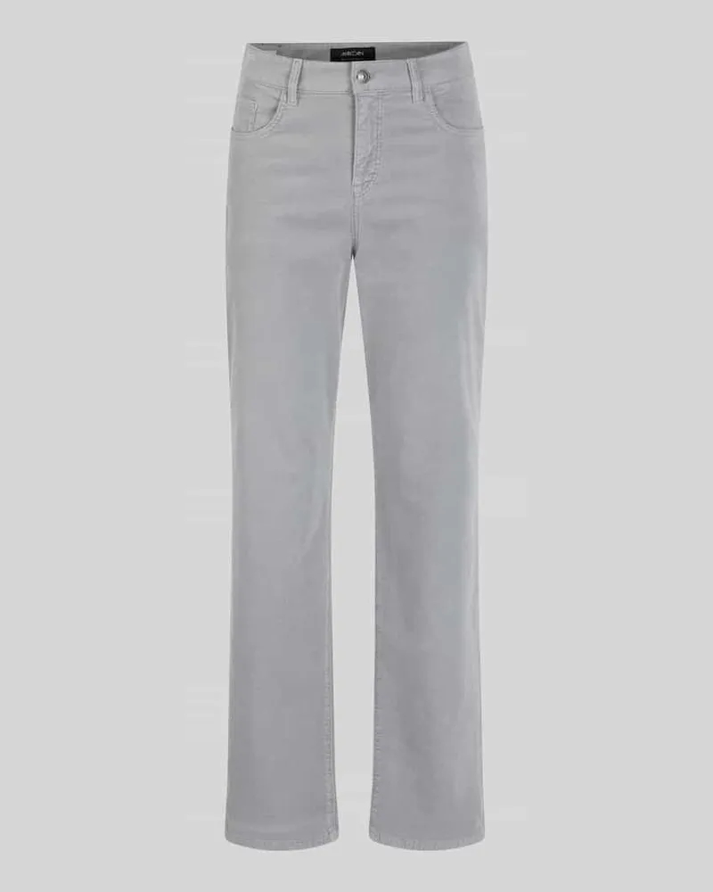 Marc Cain Straight Fit Hose mit Cordstruktur Hellgrau