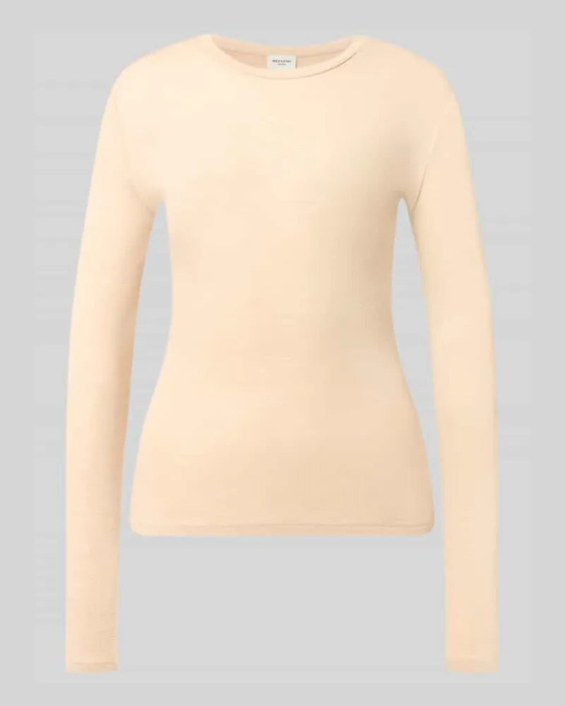 Max Mara Slim Fit Langarmshirt aus Woll-Seiden-Mix Modell 'PATTO Taupe