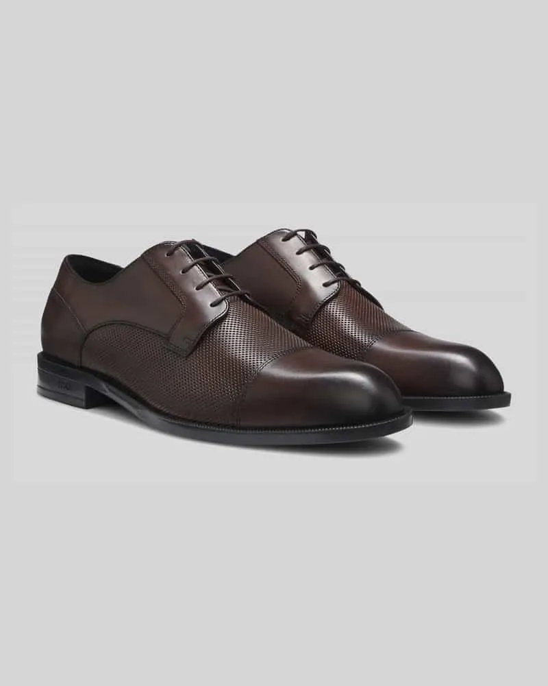 HUGO BOSS Derby Schnürschuh aus echtem Leder Dunkelbraun