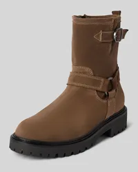 Marc O'Polo Biker Boot aus softem Velourleder Taupe