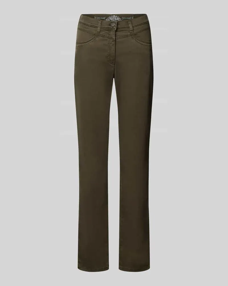 Brax Mid Waist Hose mit Umschlagabschluss Modell 'Laura New Khaki